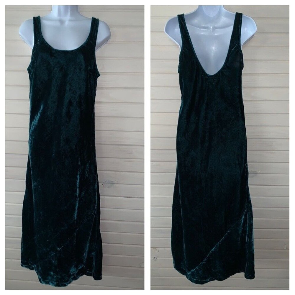 NWT ASOS Dress Sz 2 Scoop Neck Midi Dark Green Velvet Velour Sleeveless Low Back
